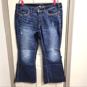 Silver Jeans Francis Flair Distressed Jeans Dark plus size 22